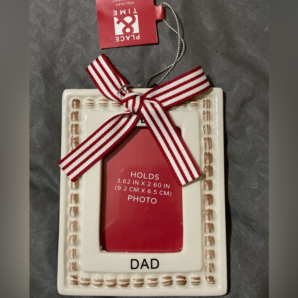Best Dad Hanging Photo Picture Frame Holiday Ornament Baby Announcement